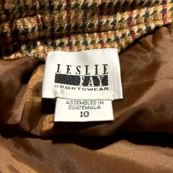 Vintage Leslie Fay 80s Wool Woven Houndstooth Pencil Skirt Womens Size 10 - Picture 8 of 8